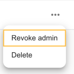 Overflow menu for Team Admin table